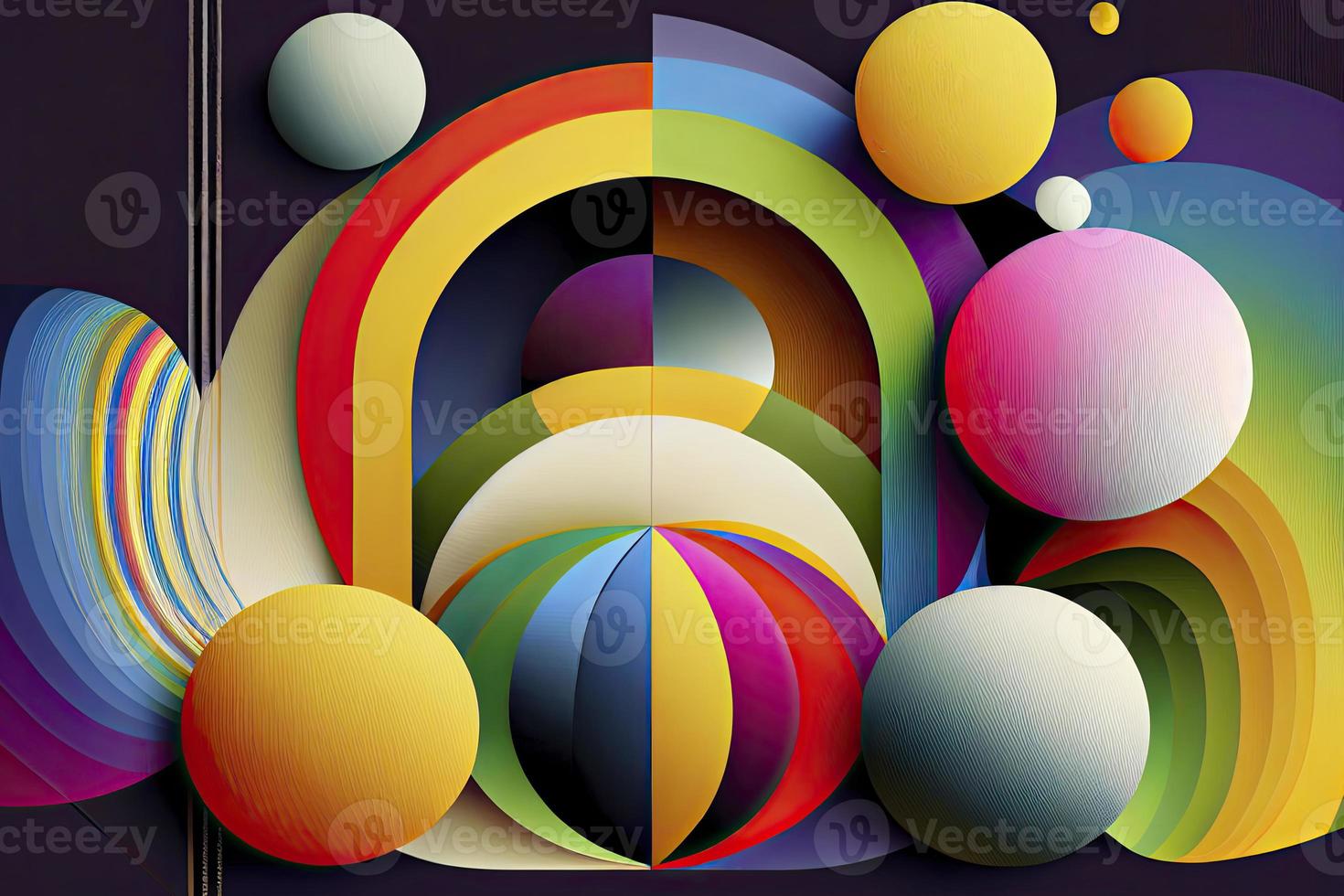 abstract background, vector, plain color, Rainbow geometric bars and circles photo