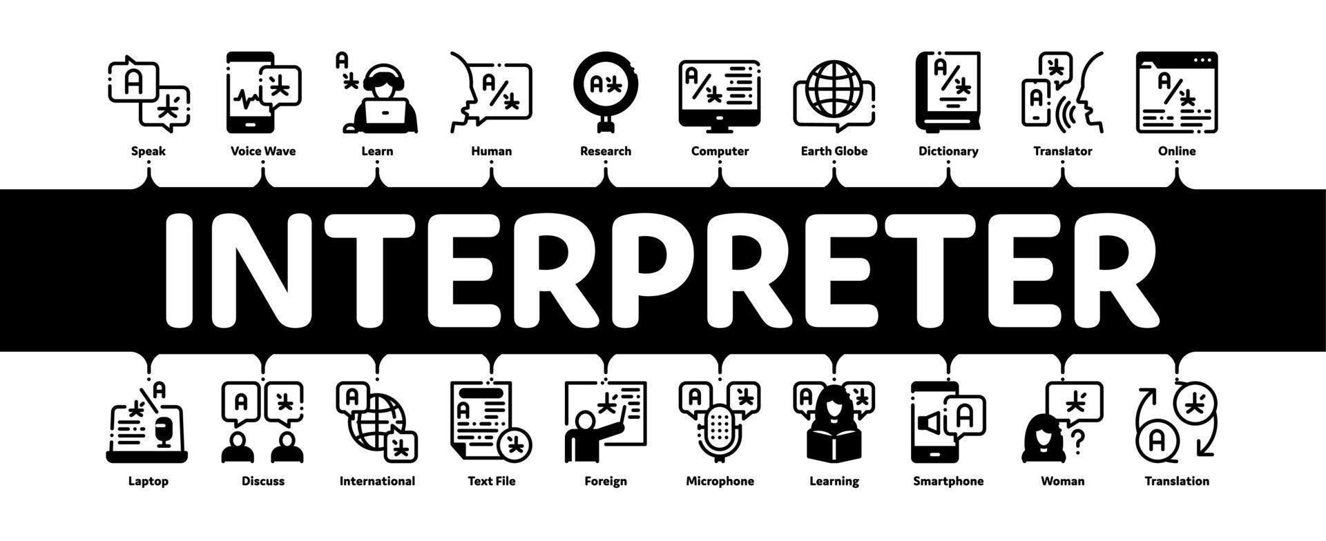 Interpreter Translator Minimal Infographic Banner Vector