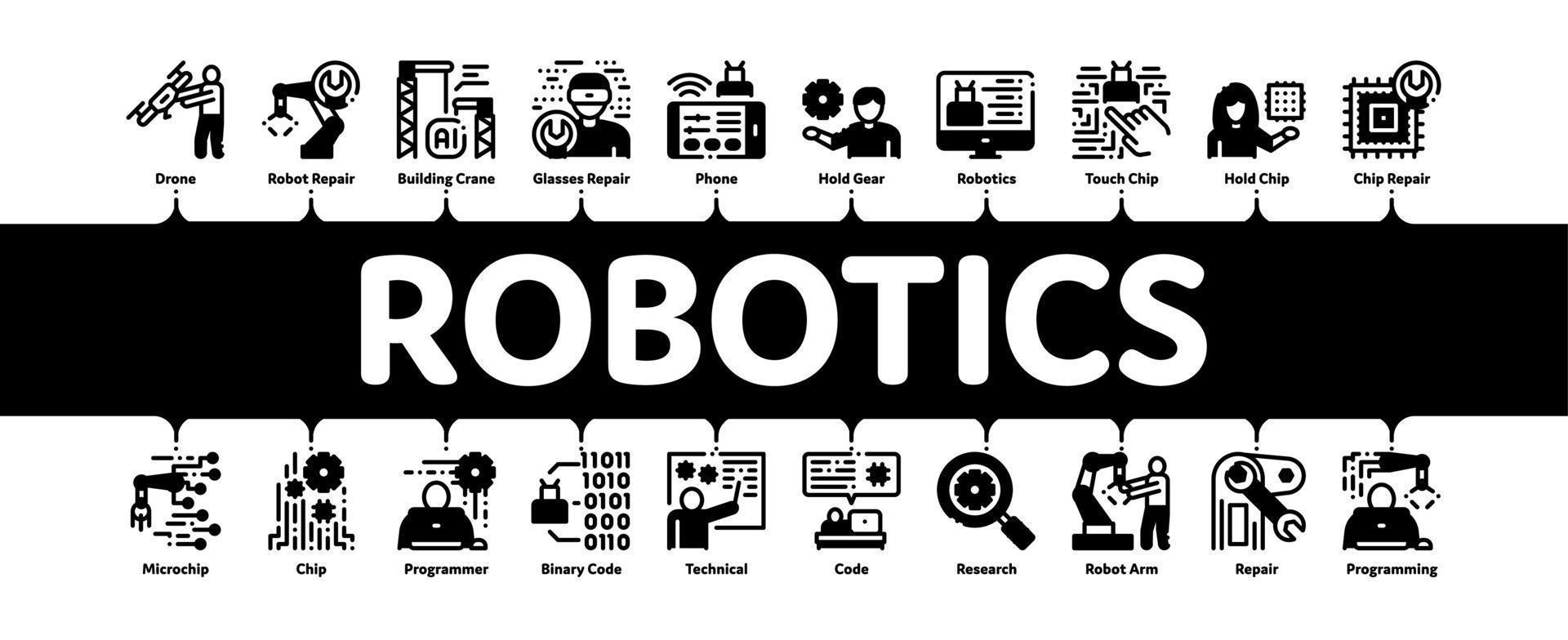 vector de banner infográfico mínimo maestro de robótica