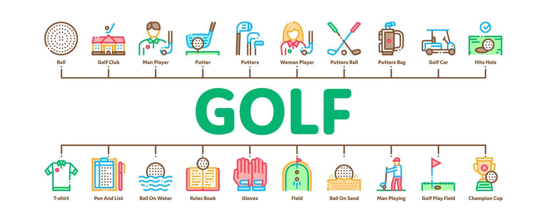 Golf Game Minimal Infographic Banner Vector