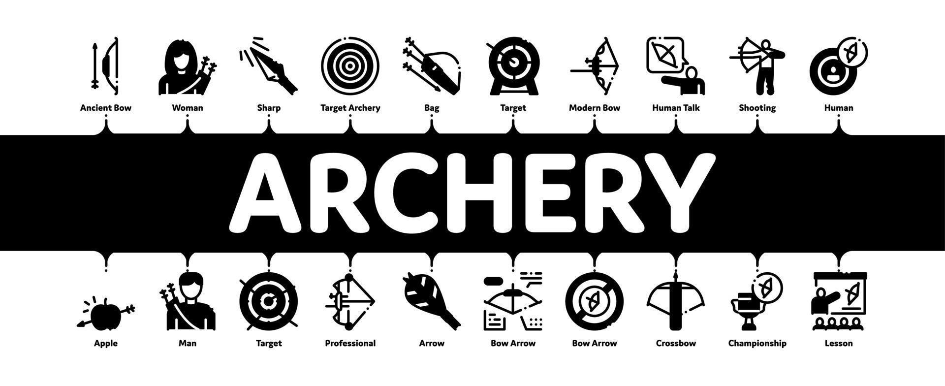 Archery Activity Sport Minimal Infographic Banner Vector