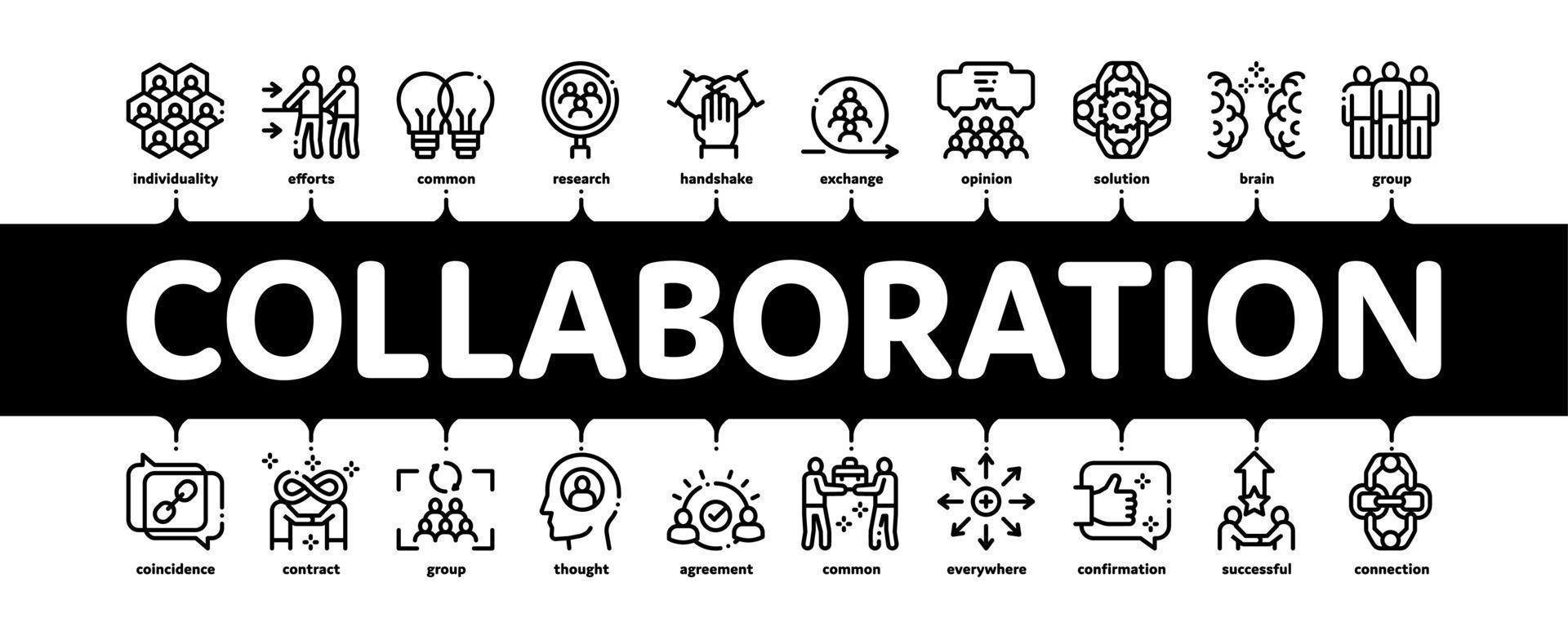 Collaboration Work Minimal Infographic Banner Vector
