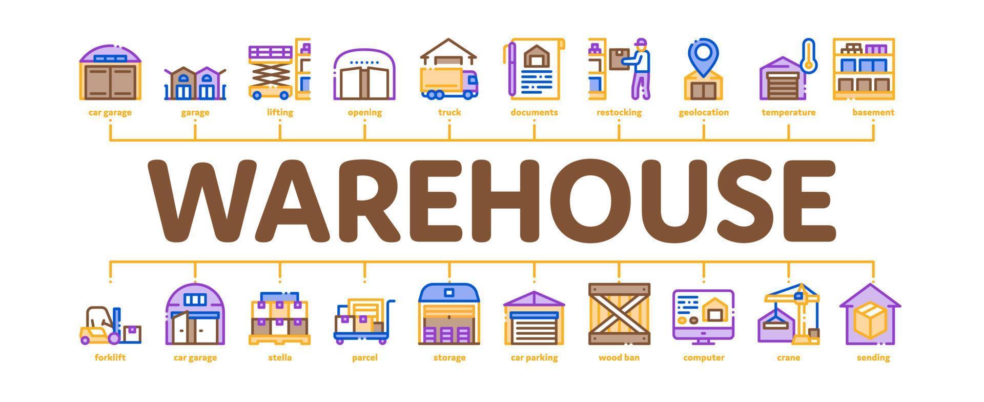 Warehouse And Storage Minimal Infographic Banner Vector