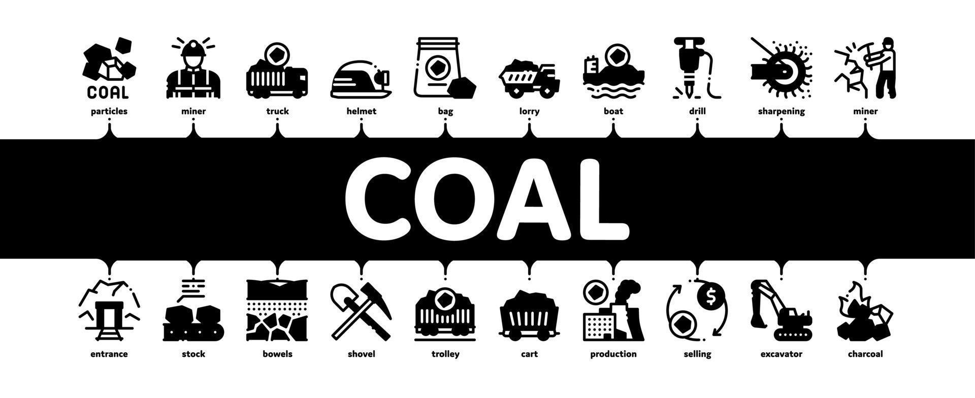 Coal Mining Minimal Infographic Banner Vector