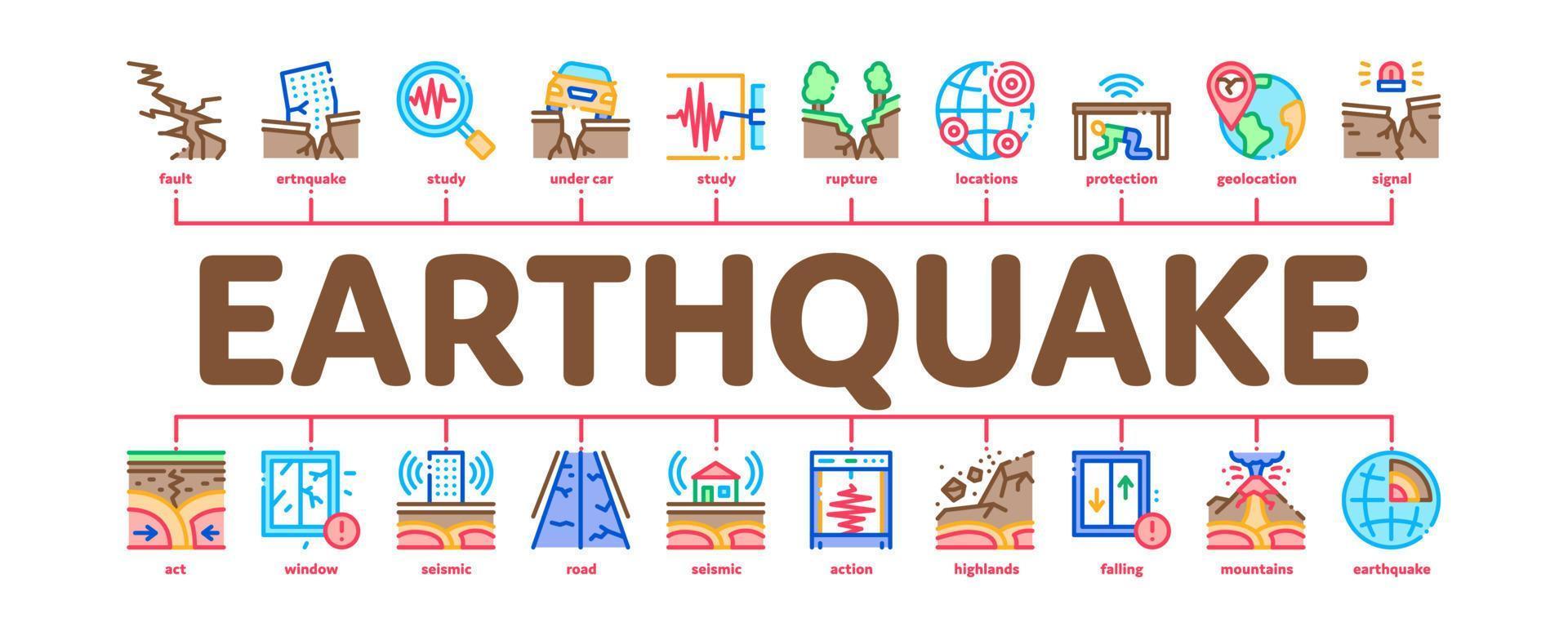 Earthquake Disaster Minimal Infographic Banner Vector
