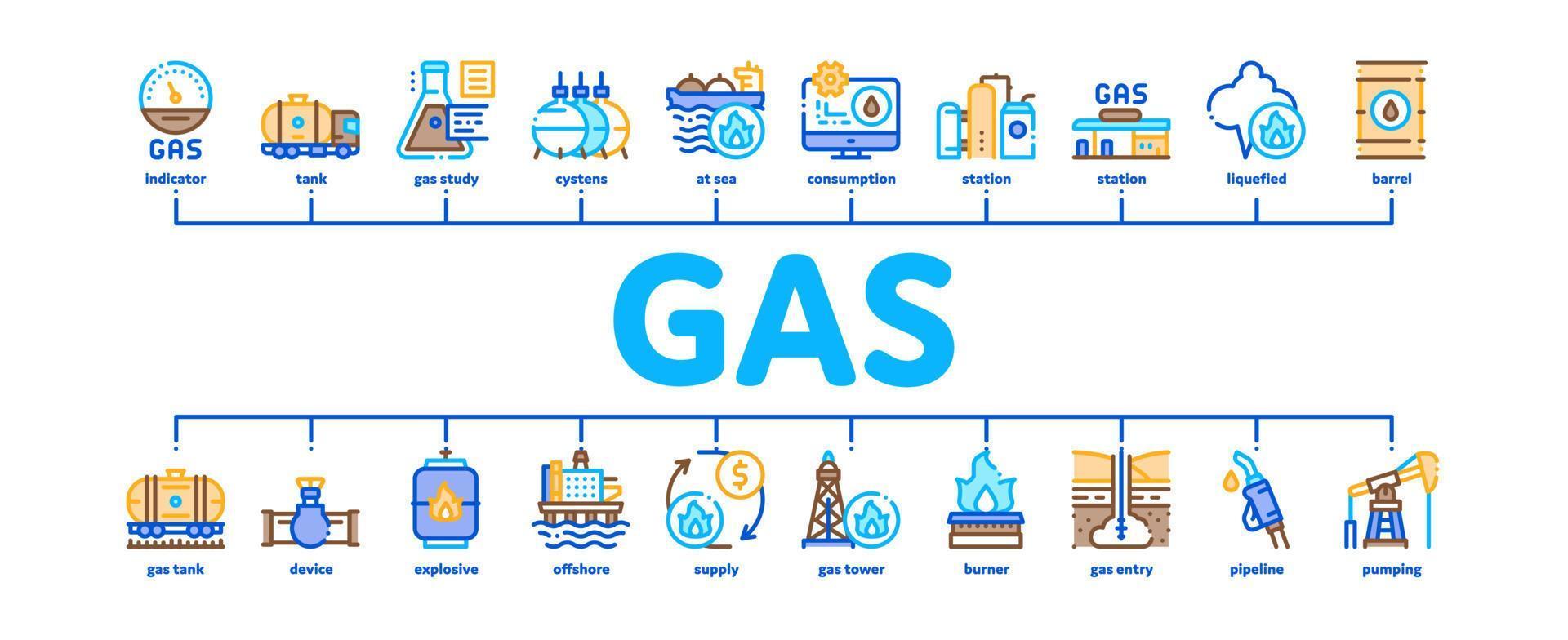 vector de banner infográfico mínimo de la industria de combustible de gas