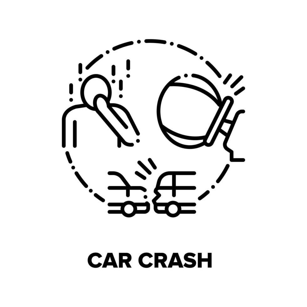 accidente automovilístico, concepto de vector de accidente de tráfico ilustración negra