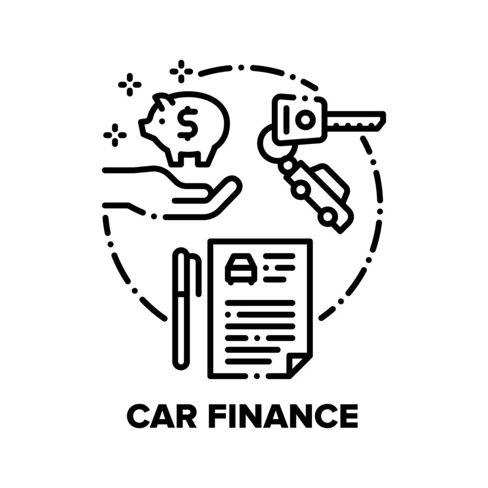 Car Finance Vector Concept Black Illustrations