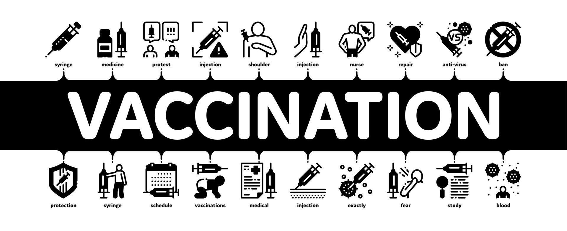 Vaccination Syringe Minimal Infographic Banner Vector