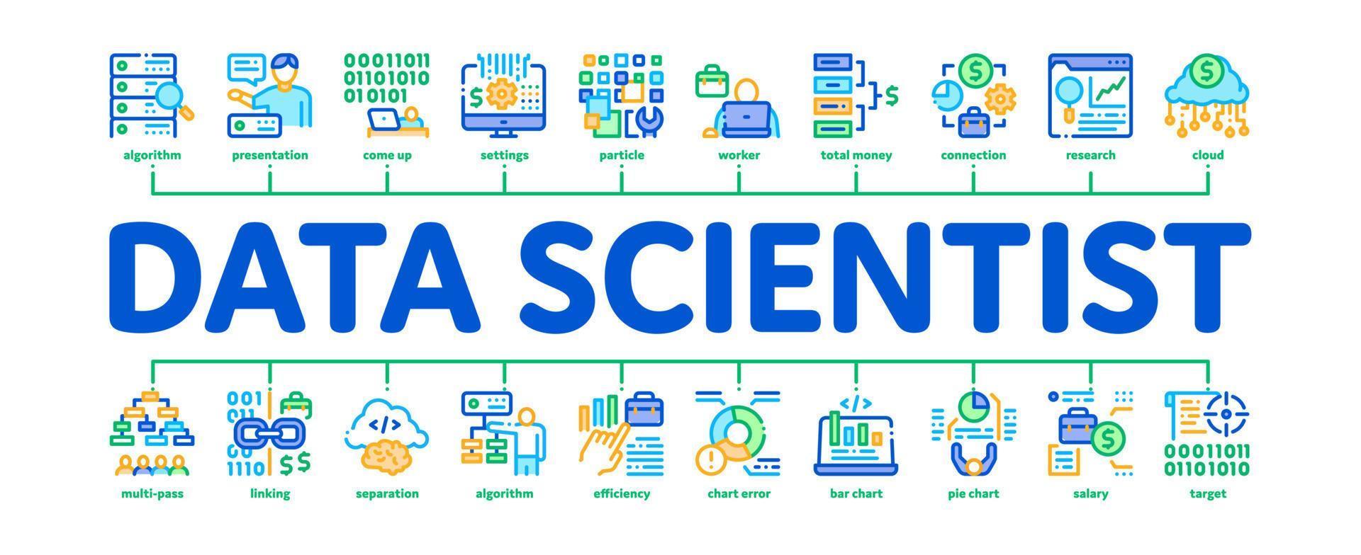 vector de banner infográfico mínimo trabajador científico de datos