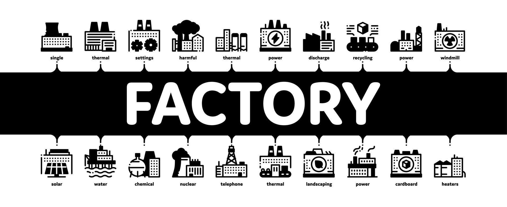Factory Industrial Minimal Infographic Banner Vector