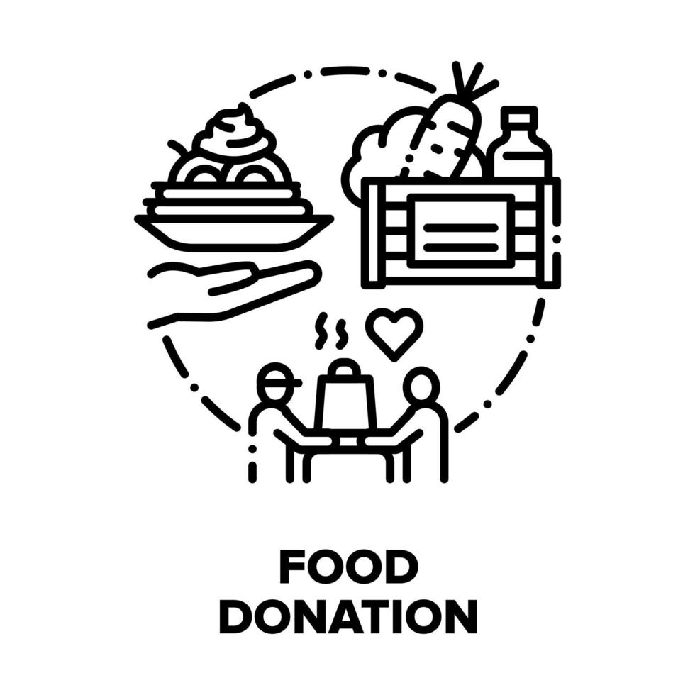 Food Donation Vector Concept Black Illustrations