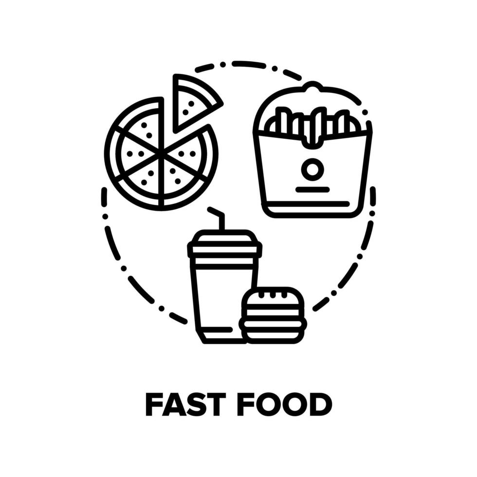 comida rápida comer vector concepto negro ilustraciones