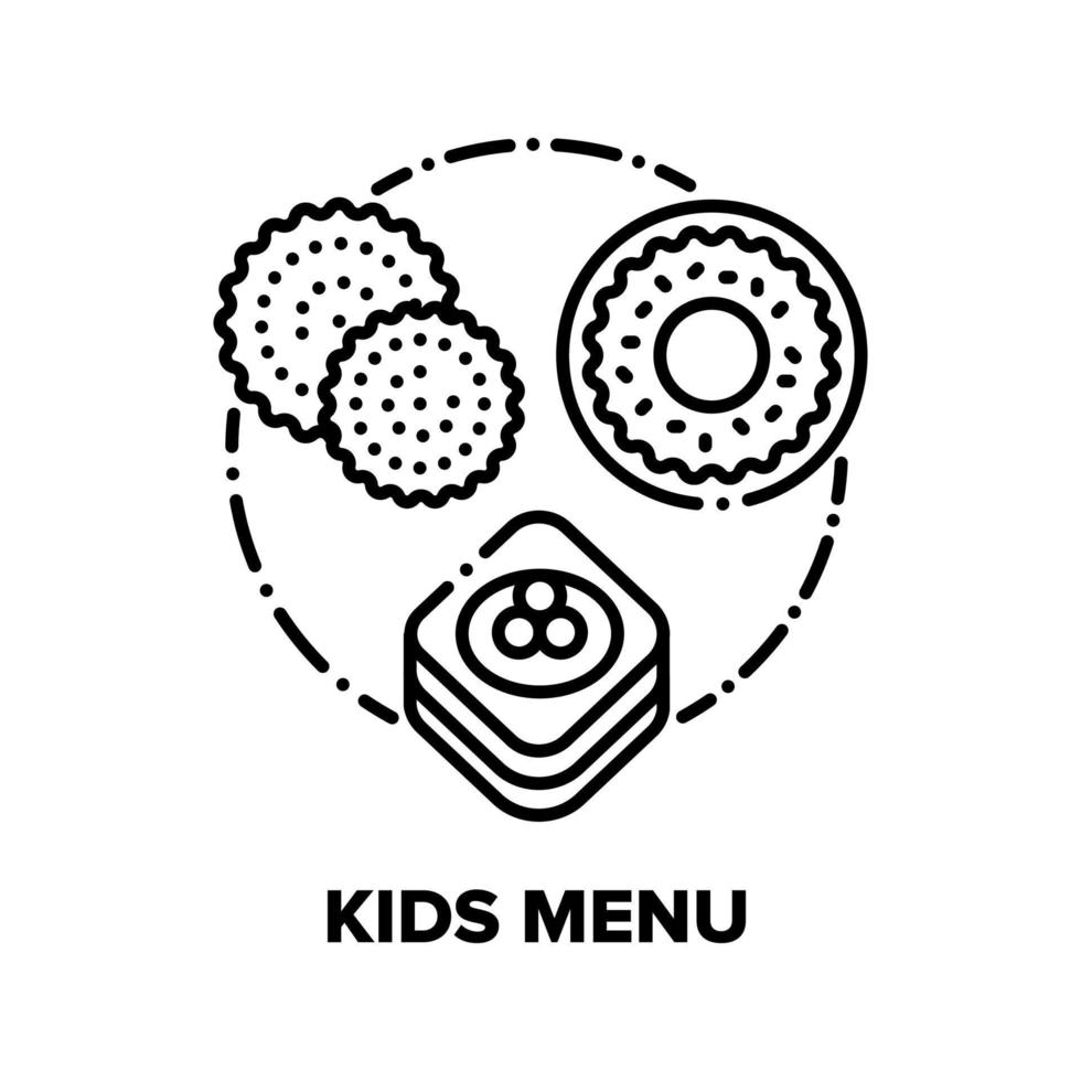 Kids Menu Cafe Vector Concept Black Illustrations