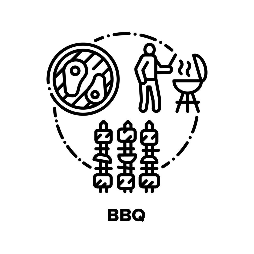 Bbq Picnic Food Vector Concept Black Illustrations