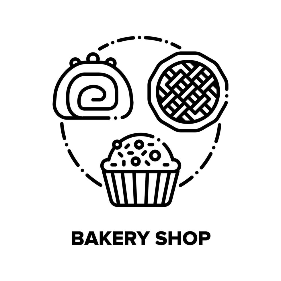 Bakery Shop Vector Concept Black Illustrations