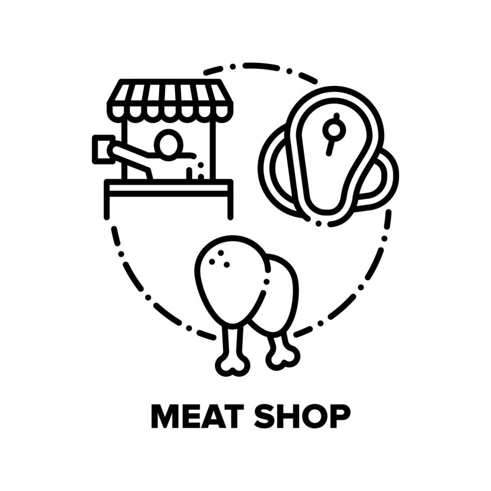 Meat Shop Sale Vector Concept Black Illustrations