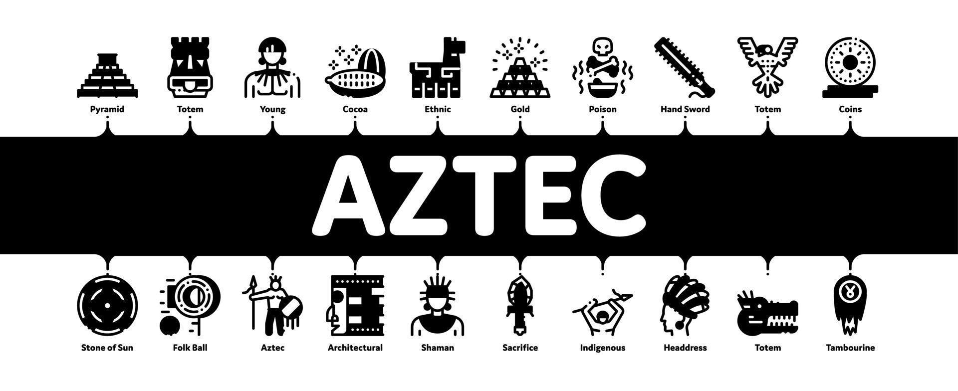 Aztec Civilization Minimal Infographic Banner Vector