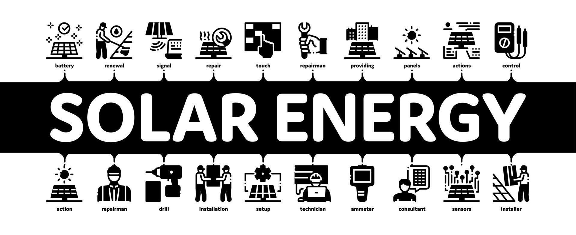 Solar Energy Technicians Minimal Infographic Banner Vector