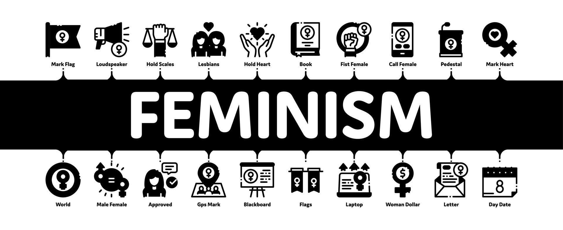 vector de banner de infografía mínima de poder de mujer de feminismo