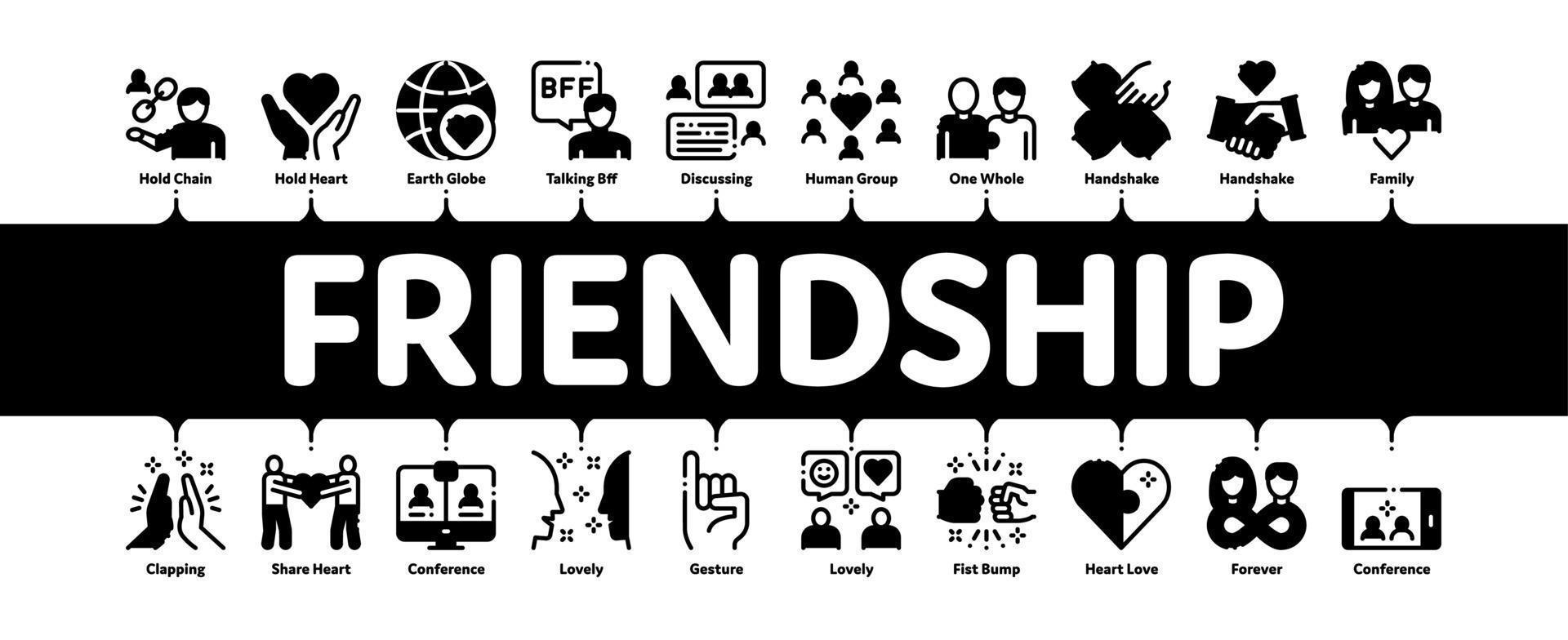 Friendship Relation Minimal Infographic Banner Vector