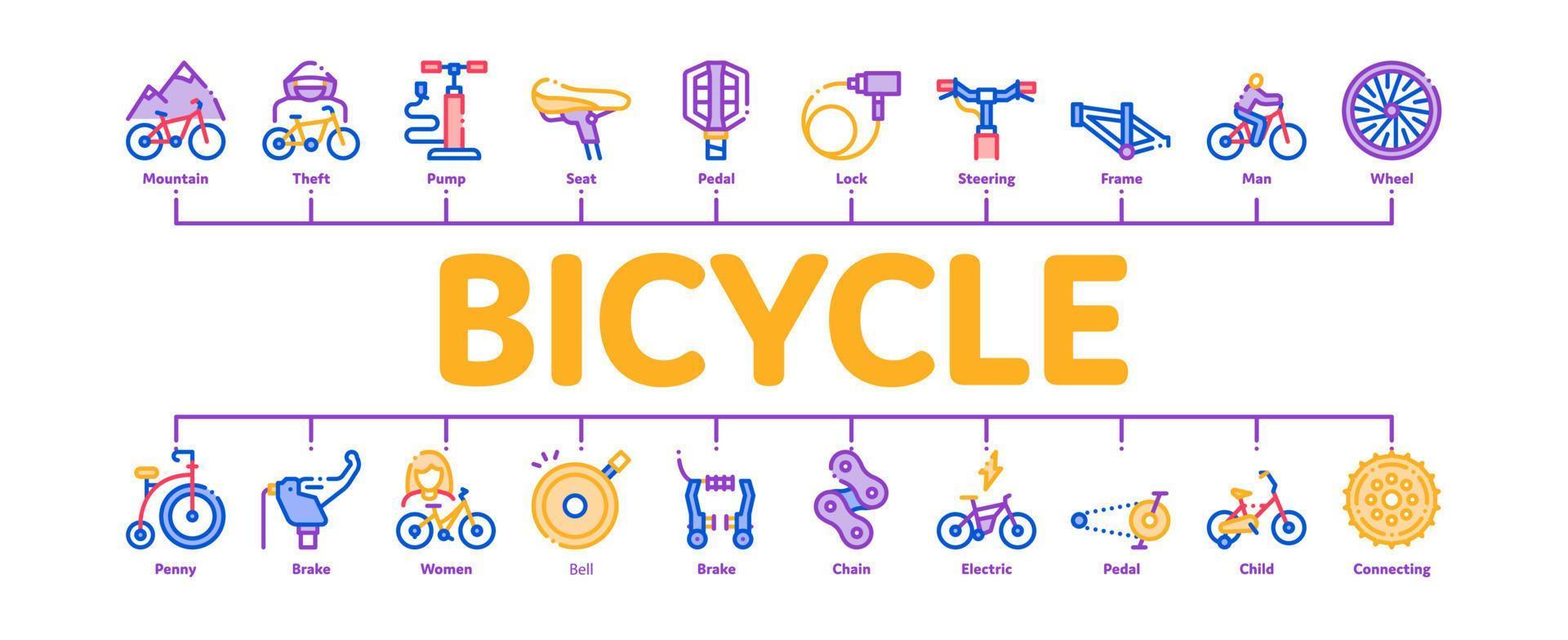 Bicycle Bike Details Minimal Infographic Banner Vector