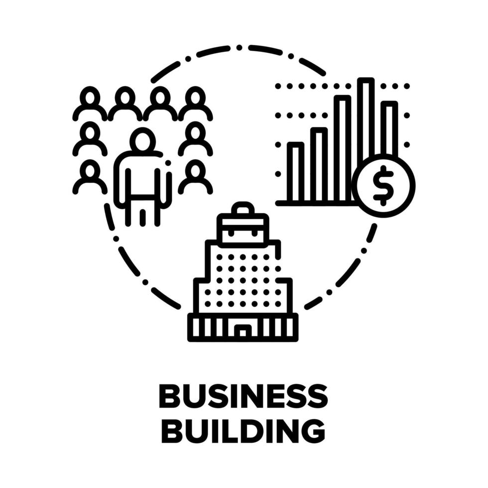 Business Building Center Vector Concept Black Illustration