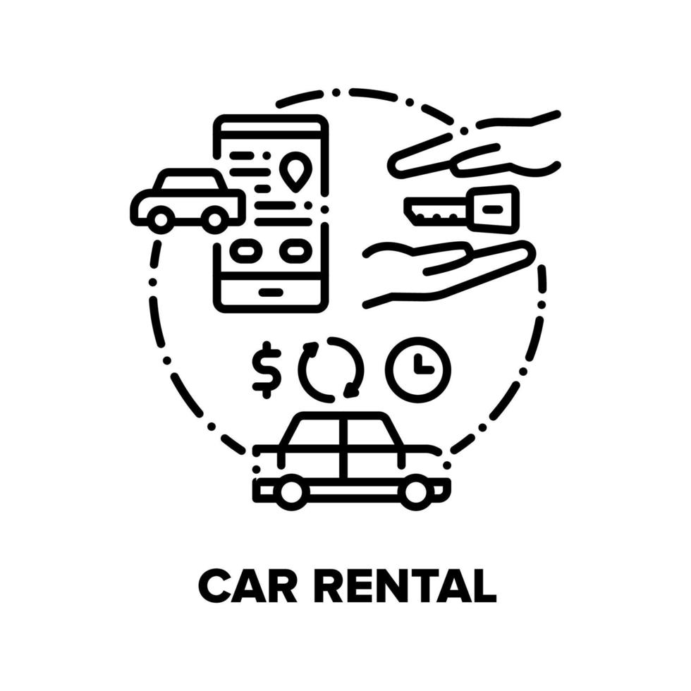 Car Rental Service Company Vector Concept Black Illustrations