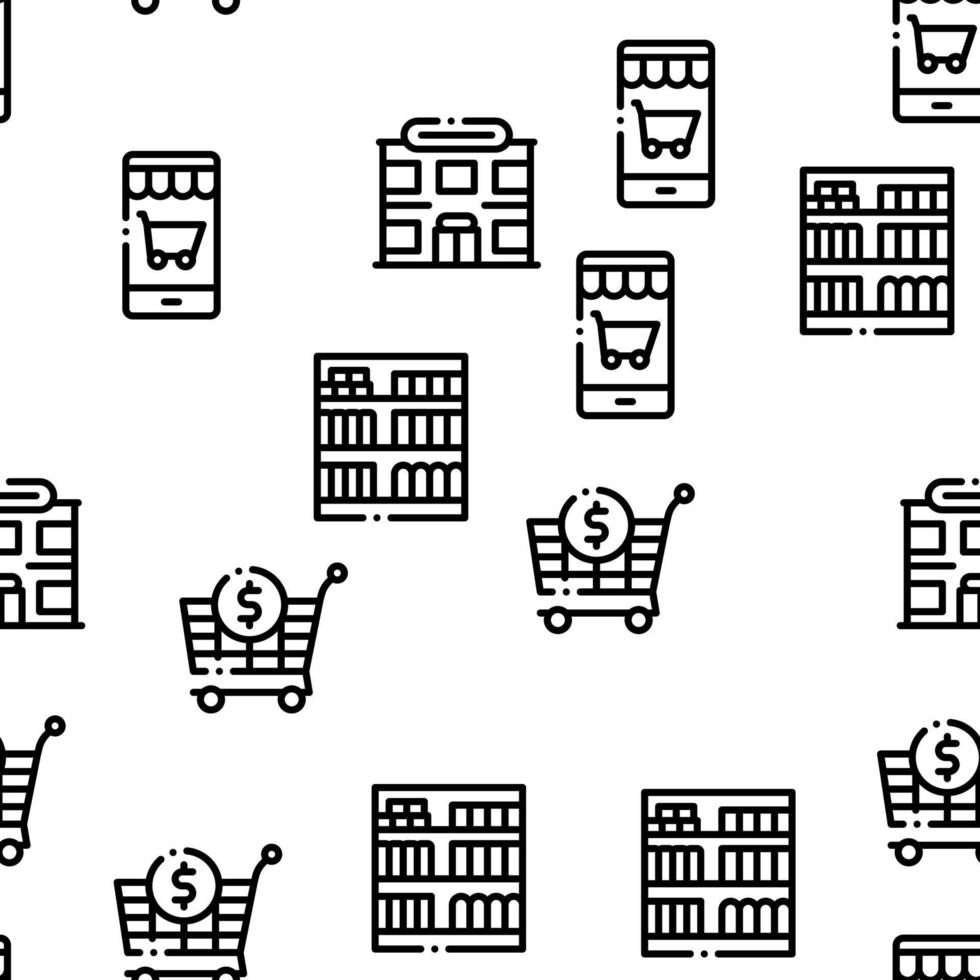 Grocery Shop Shopping Seamless Pattern Vector