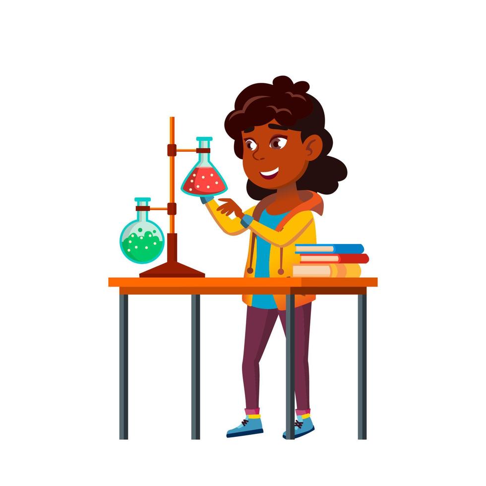 school kid girl scientist vector