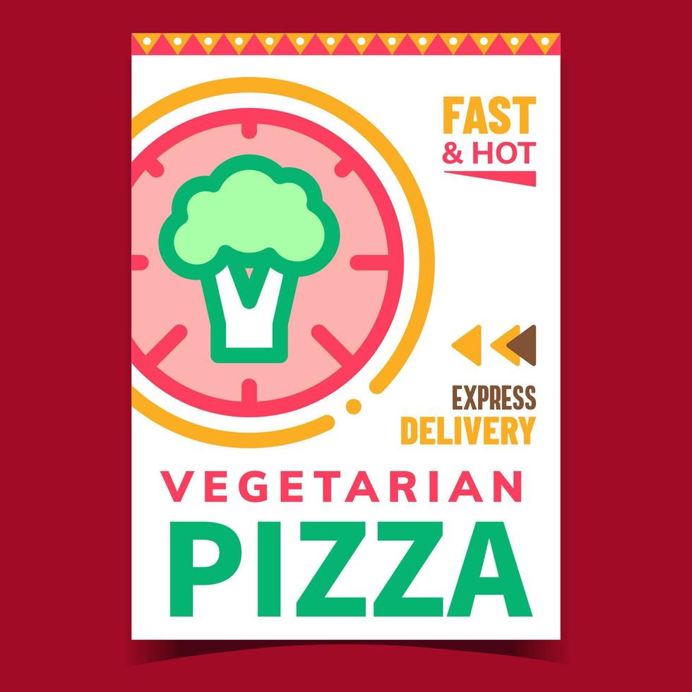 vector de cartel de promoción creativa de pizza vegetariana