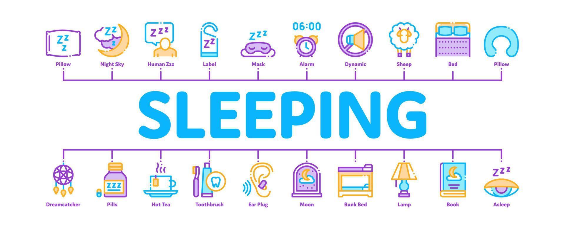 Sleeping Time Devices Minimal Infographic Banner Vector