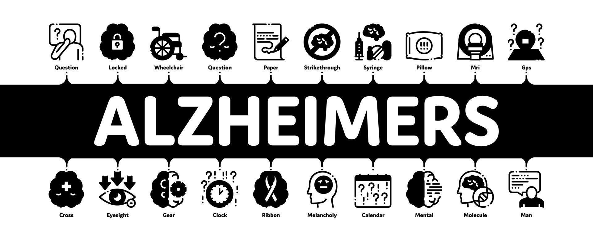 Alzheimers Disease Minimal Infographic Banner Vector