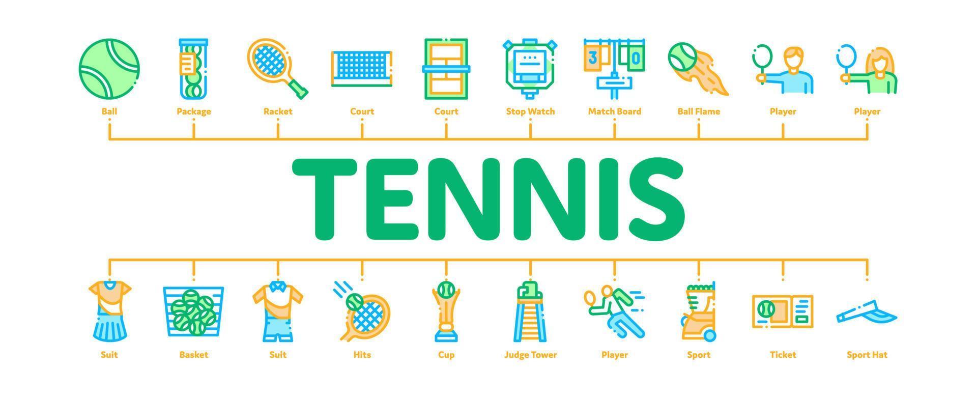 vector de banner infográfico mínimo de juego de tenis