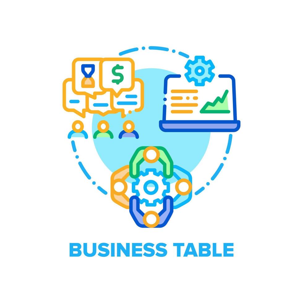 Business Table Vector Concept Color Illustration