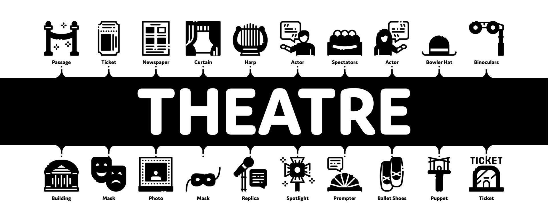 vector de banner infográfico mínimo de teatro