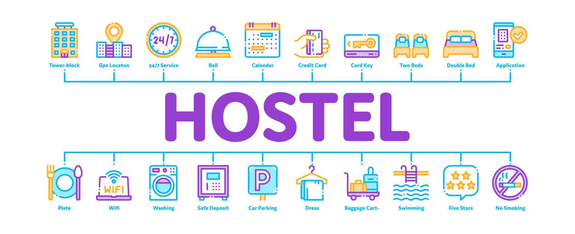 Hostel Minimal Infographic Banner Vector