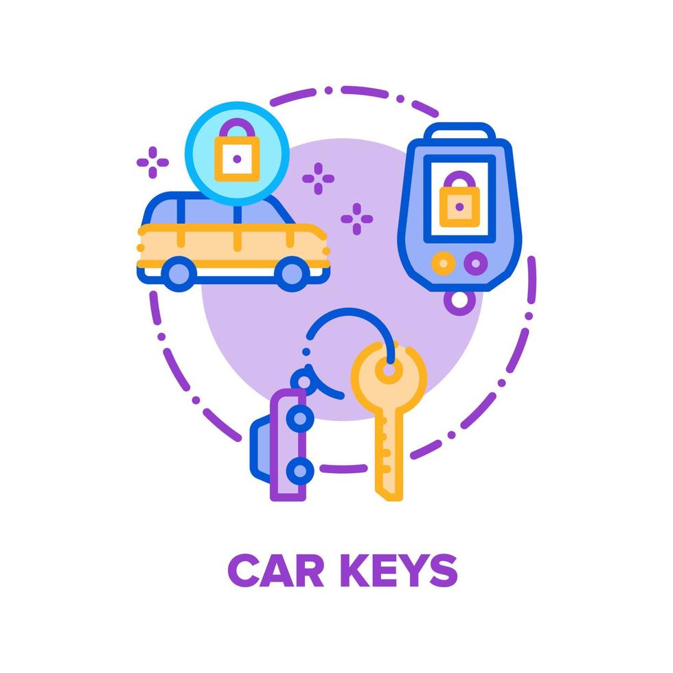 Car Keys Trinket Vector Concept Color Illustration