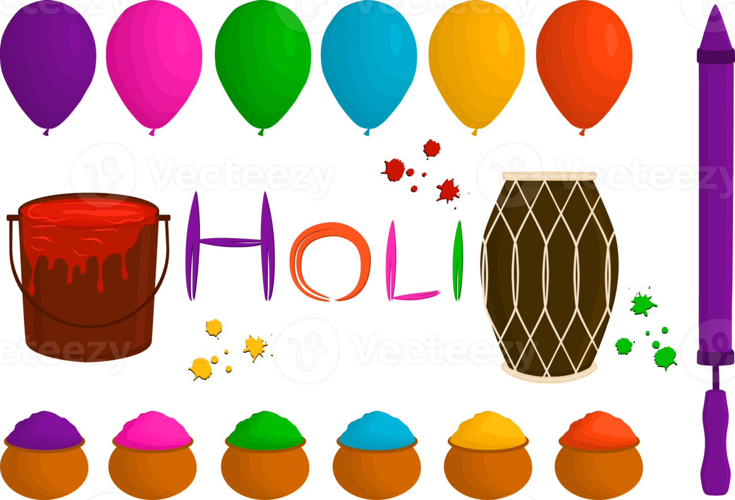 Collection accessory for celebration holiday Holi png