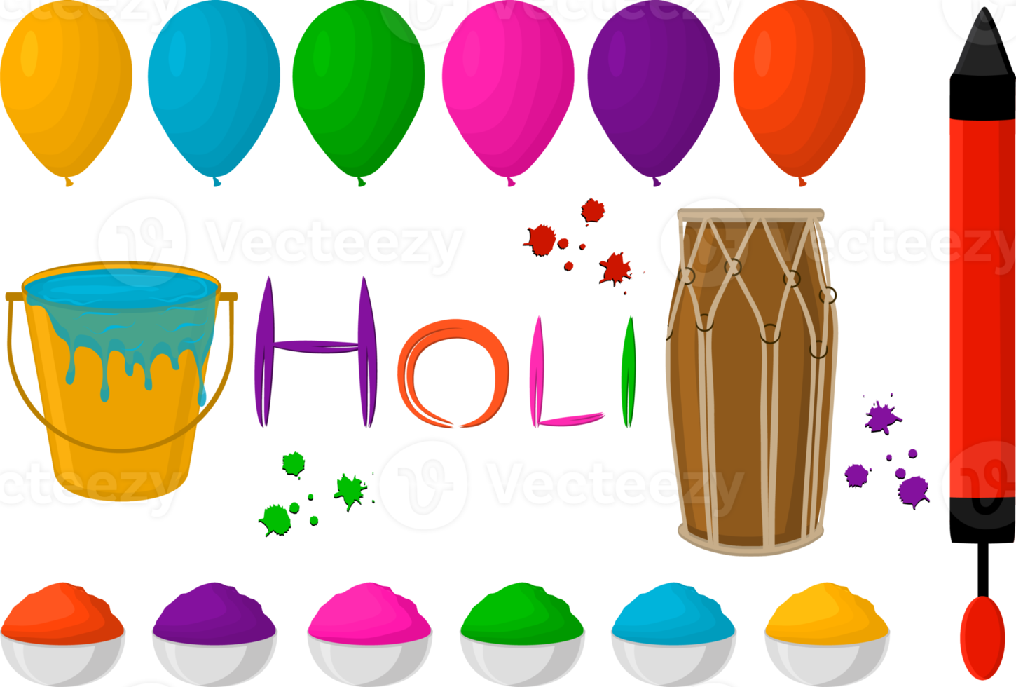 Collection accessory for celebration holiday Holi png