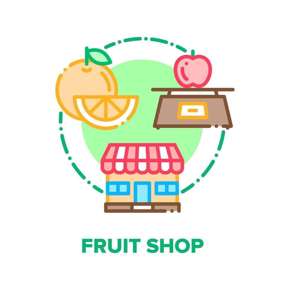 ilustración de color de concepto de vector de comida de tienda de frutas