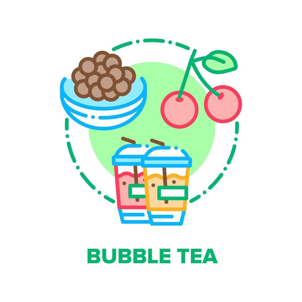ilustración de color de concepto de vector de bebida de té de burbujas