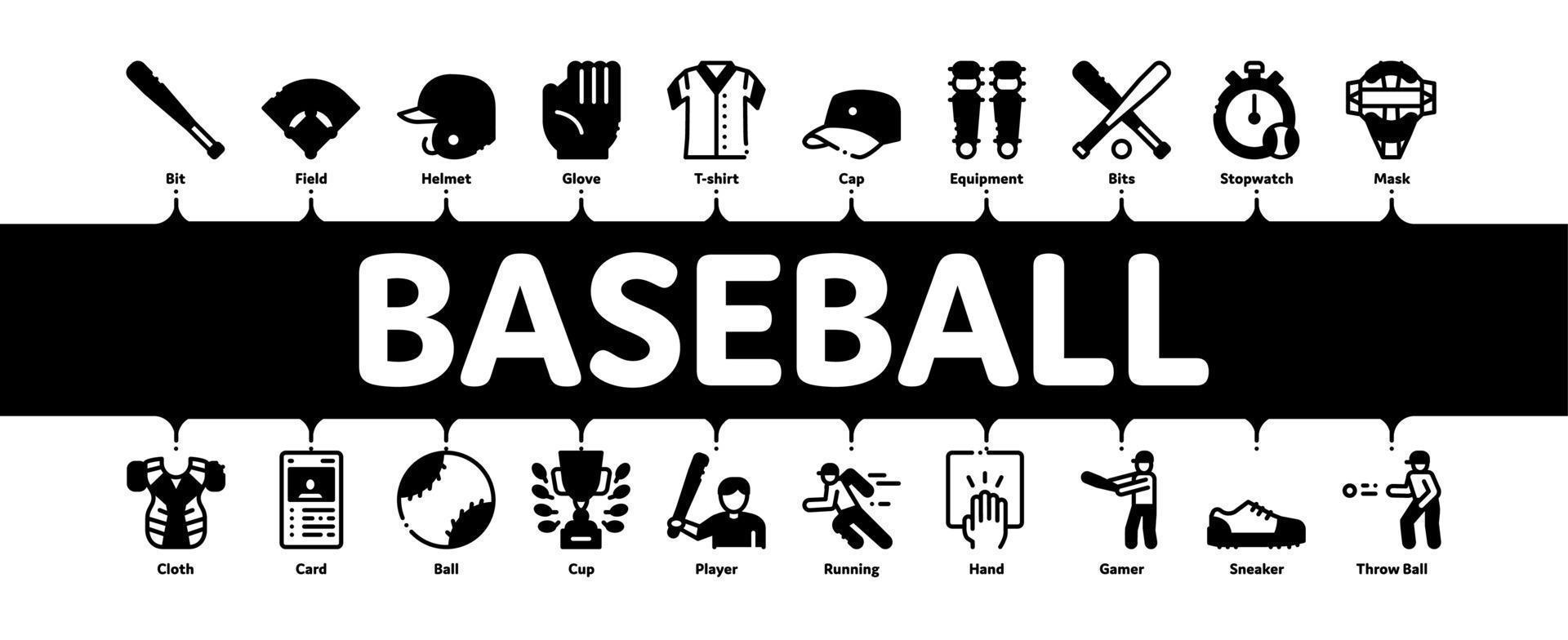 Baseball Game Tools Minimal Infographic Banner Vector