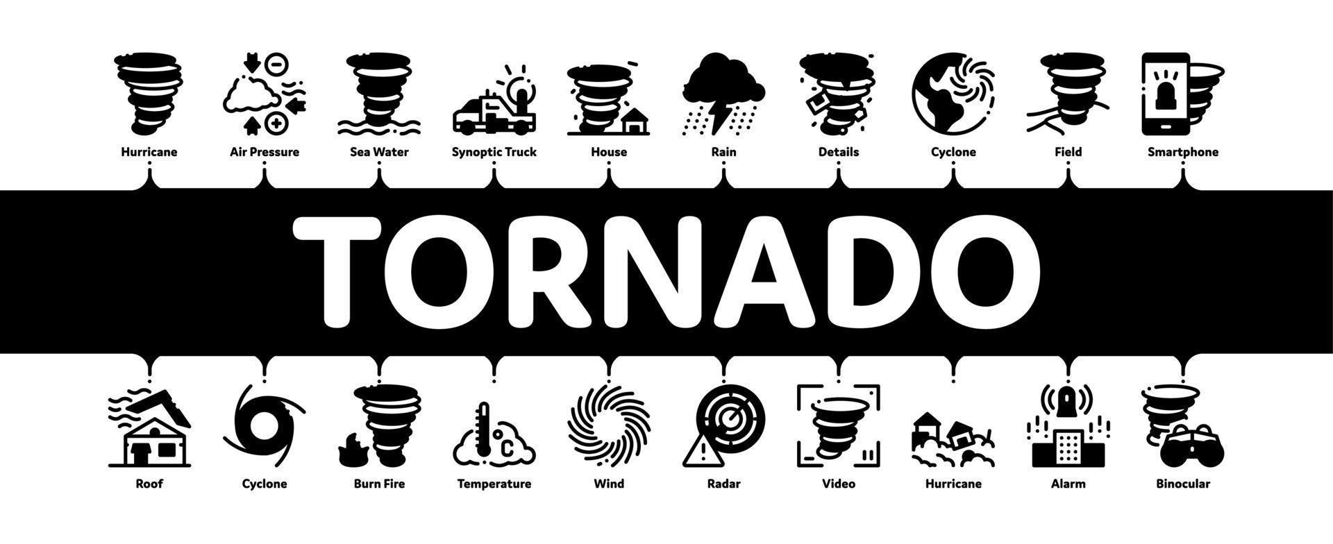 vector de banner infográfico mínimo de tornado y huracán