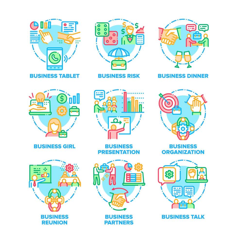 Business Work Set Icons Vector Color Illustrations 17385898 Vector Art ...