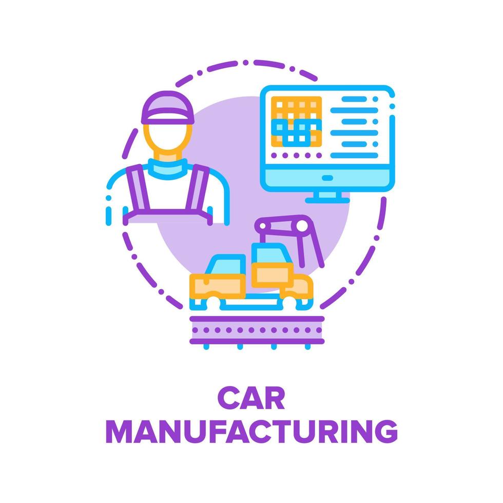 Car Manufacturing Factory Vector Concept Color flat