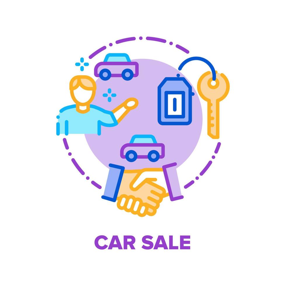 ilustración de color de concepto de vector de venta y compra de automóviles