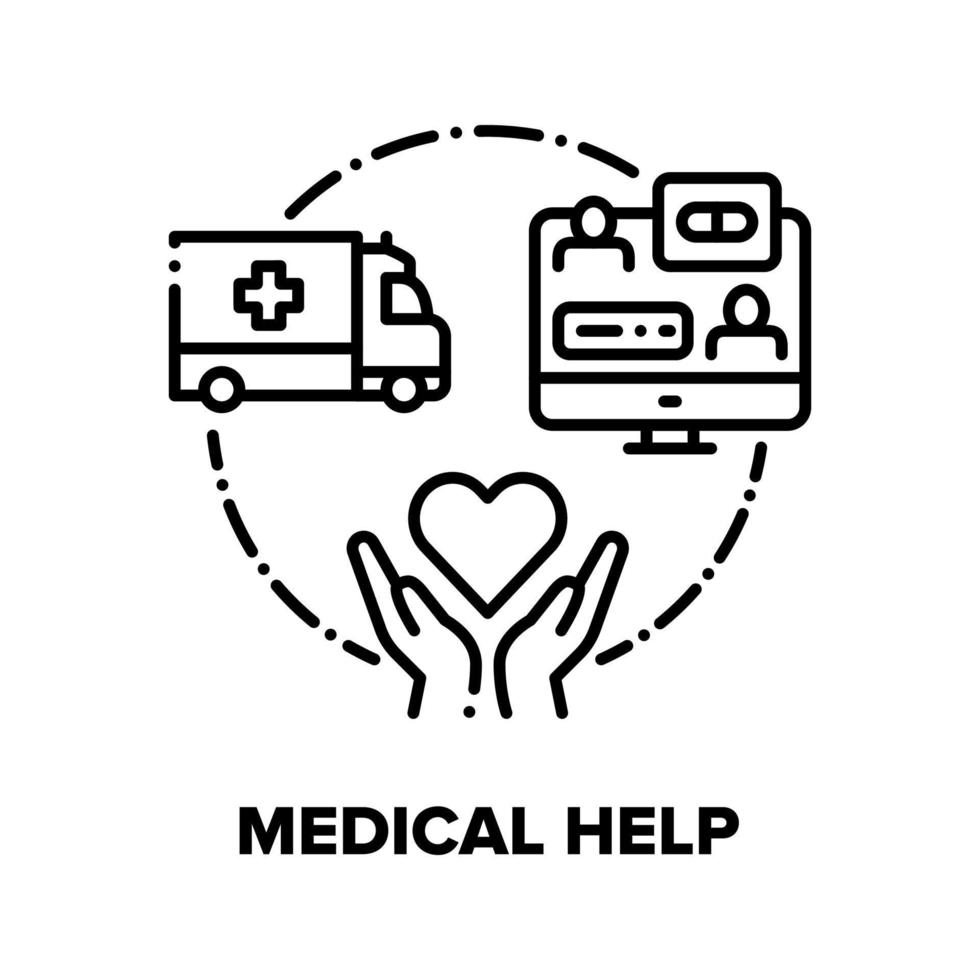 Medical Help Vector Concept Black Illustration