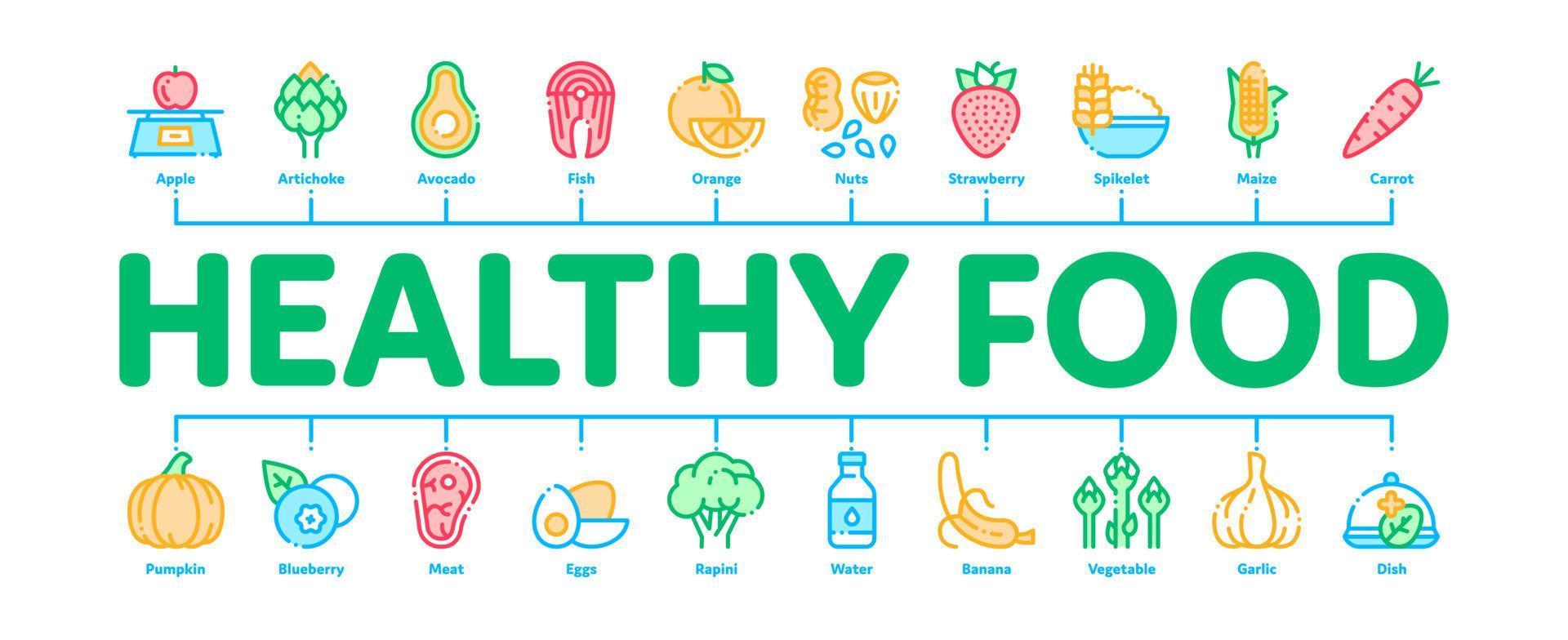 vector de banner infográfico mínimo de alimentos saludables