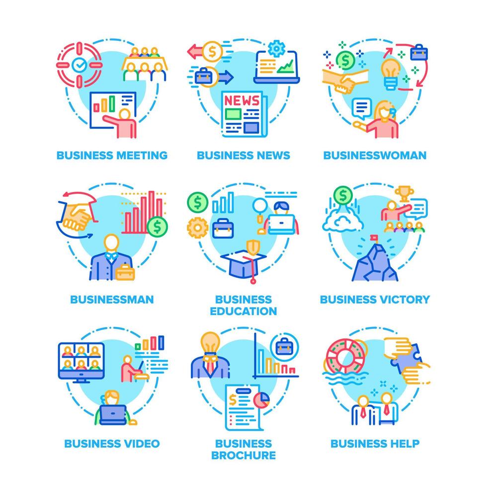 Business Set Icons Vector Color Illustrations